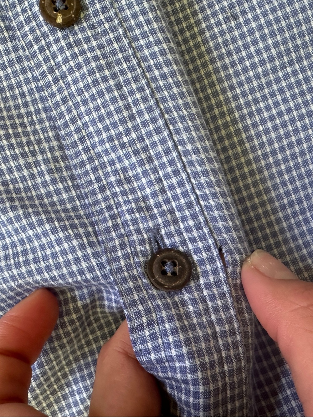 Vintage Patagonia Men’s Blue Micro Check Short Sleeve Button Up Shirt - Picture 6 of 8